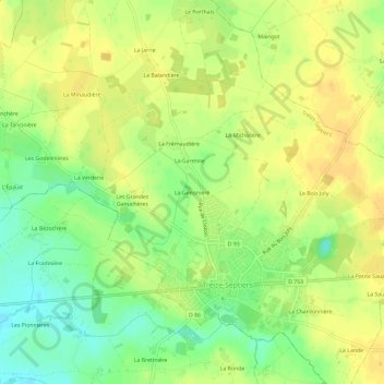 La Gimonière topographic map, elevation, terrain