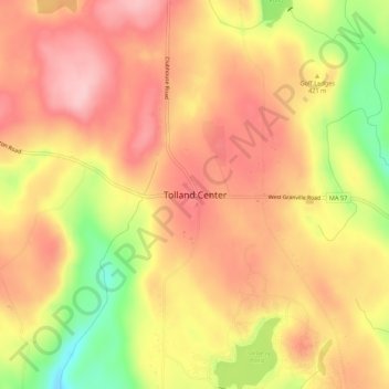 Tolland Center topographic map, elevation, terrain
