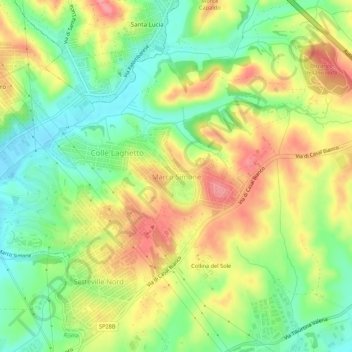 Marco Simone topographic map, elevation, terrain
