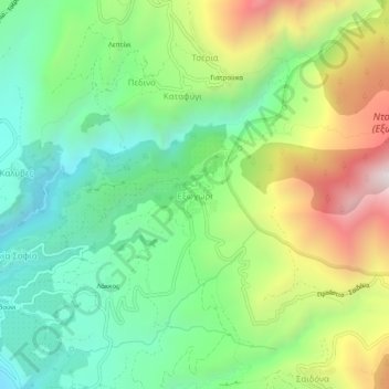 Exochori topographic map, elevation, terrain