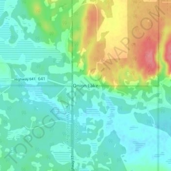 Onion Lake topographic map, elevation, terrain