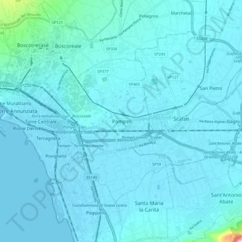 Pompei topographic map, elevation, terrain