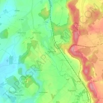 Oberurbach topographic map, elevation, terrain