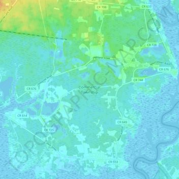 Commercial Township topographic map, elevation, terrain