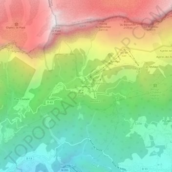 Plaine Joux topographic map, elevation, terrain