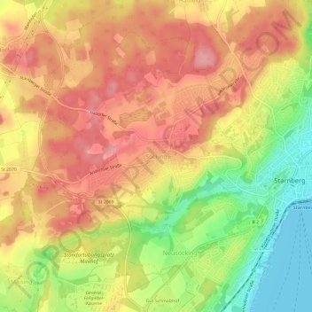 Söcking topographic map, elevation, terrain