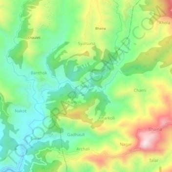 Naula topographic map, elevation, terrain
