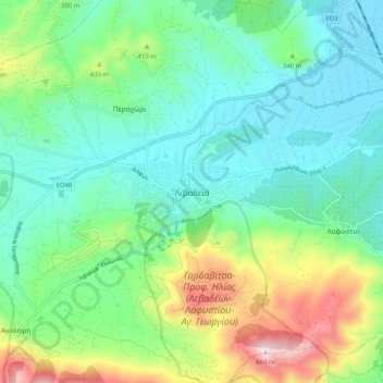 Livadia topographic map, elevation, terrain