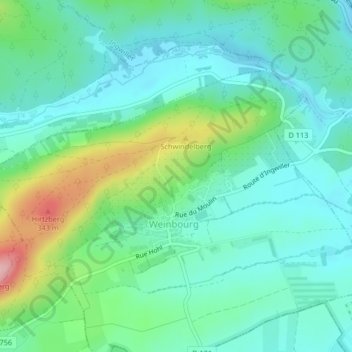 Schwang topographic map, elevation, terrain