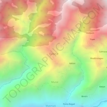 Golpha topographic map, elevation, terrain