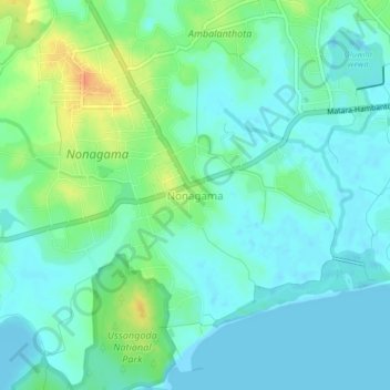 Nonagama topographic map, elevation, terrain
