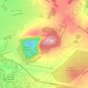 Bardon Hill topographic map, elevation, terrain