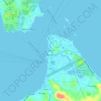 Tabon topographic map, elevation, terrain