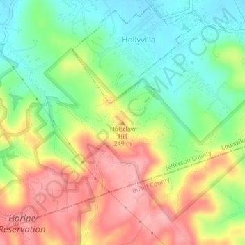 Holsclaw Hill topographic map, elevation, terrain
