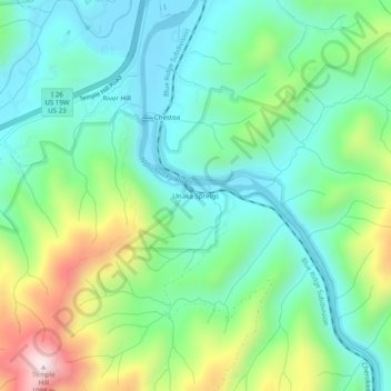 Unaka Springs topographic map, elevation, terrain