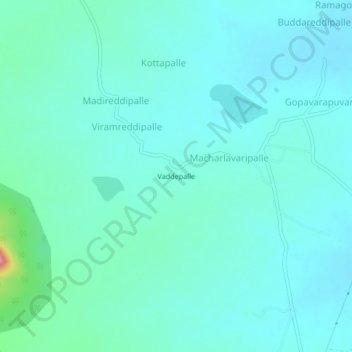 Vaddepalle topographic map, elevation, terrain