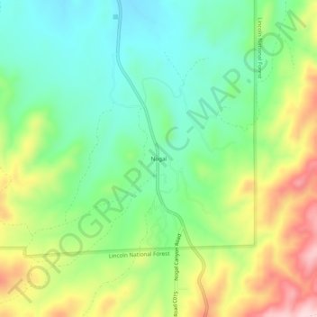 Nogal topographic map, elevation, terrain