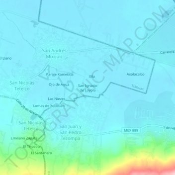San Ignacio de Loyola topographic map, elevation, terrain