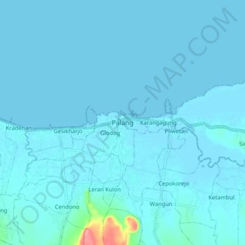 Palang topographic map, elevation, terrain