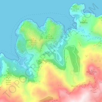 sa Calobra topographic map, elevation, terrain