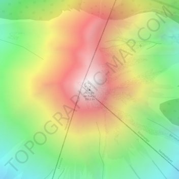 Fuego Volcano topographic map, elevation, terrain