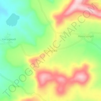 Hasurwadi topographic map, elevation, terrain