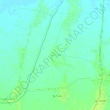 Gempol topographic map, elevation, terrain