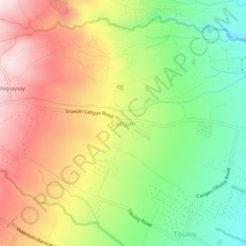 Catigan topographic map, elevation, terrain