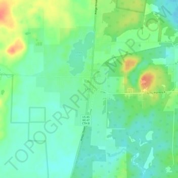 Elcho topographic map, elevation, terrain