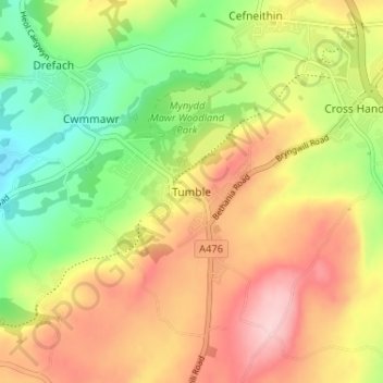 Tumble topographic map, elevation, terrain