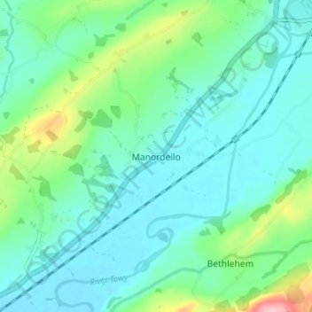 Manordeilo topographic map, elevation, terrain