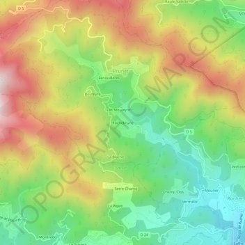 Rochebrune topographic map, elevation, terrain