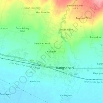 Kalisatan topographic map, elevation, terrain