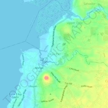 De la Paz topographic map, elevation, terrain
