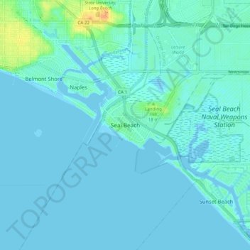 Seal Beach topographic map, elevation, terrain
