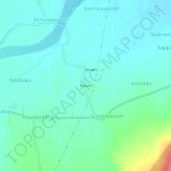 Puram topographic map, elevation, terrain