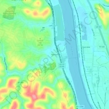 Normal topographic map, elevation, terrain