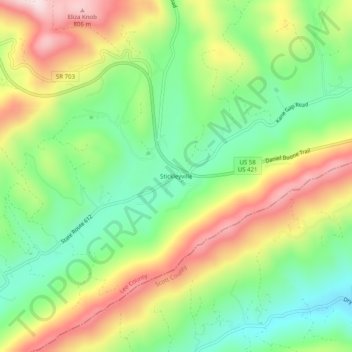 Stickleyville topographic map, elevation, terrain
