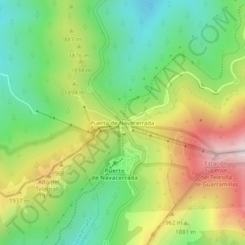 Puerto de Navacerrada topographic map, elevation, terrain