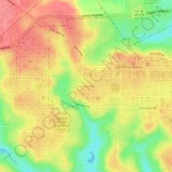 Fort Eisenhower topographic map, elevation, terrain