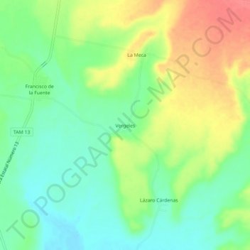 Vergeles topographic map, elevation, terrain