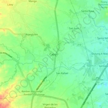 Capas topographic map, elevation, terrain