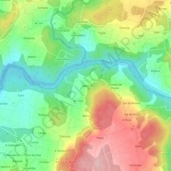 Sieiro topographic map, elevation, terrain