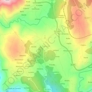 Boborás topographic map, elevation, terrain