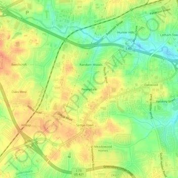 Pennydale topographic map, elevation, terrain