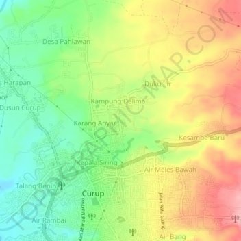 Kesambe Lama topographic map, elevation, terrain