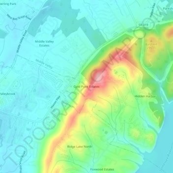 Gold Point Estates topographic map, elevation, terrain