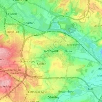 Rothwell topographic map, elevation, terrain