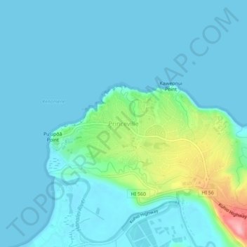 Princeville topographic map, elevation, terrain