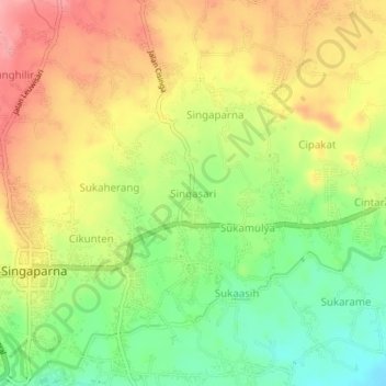 Singasari topographic map, elevation, terrain